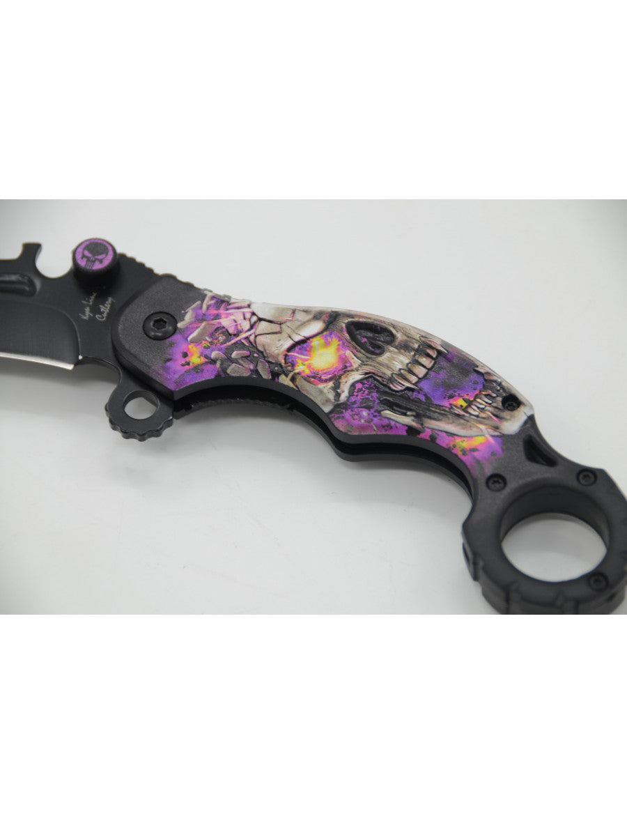 Couteau Ouv.Assistée Karambit tête de mort Supernova Lame 6cm