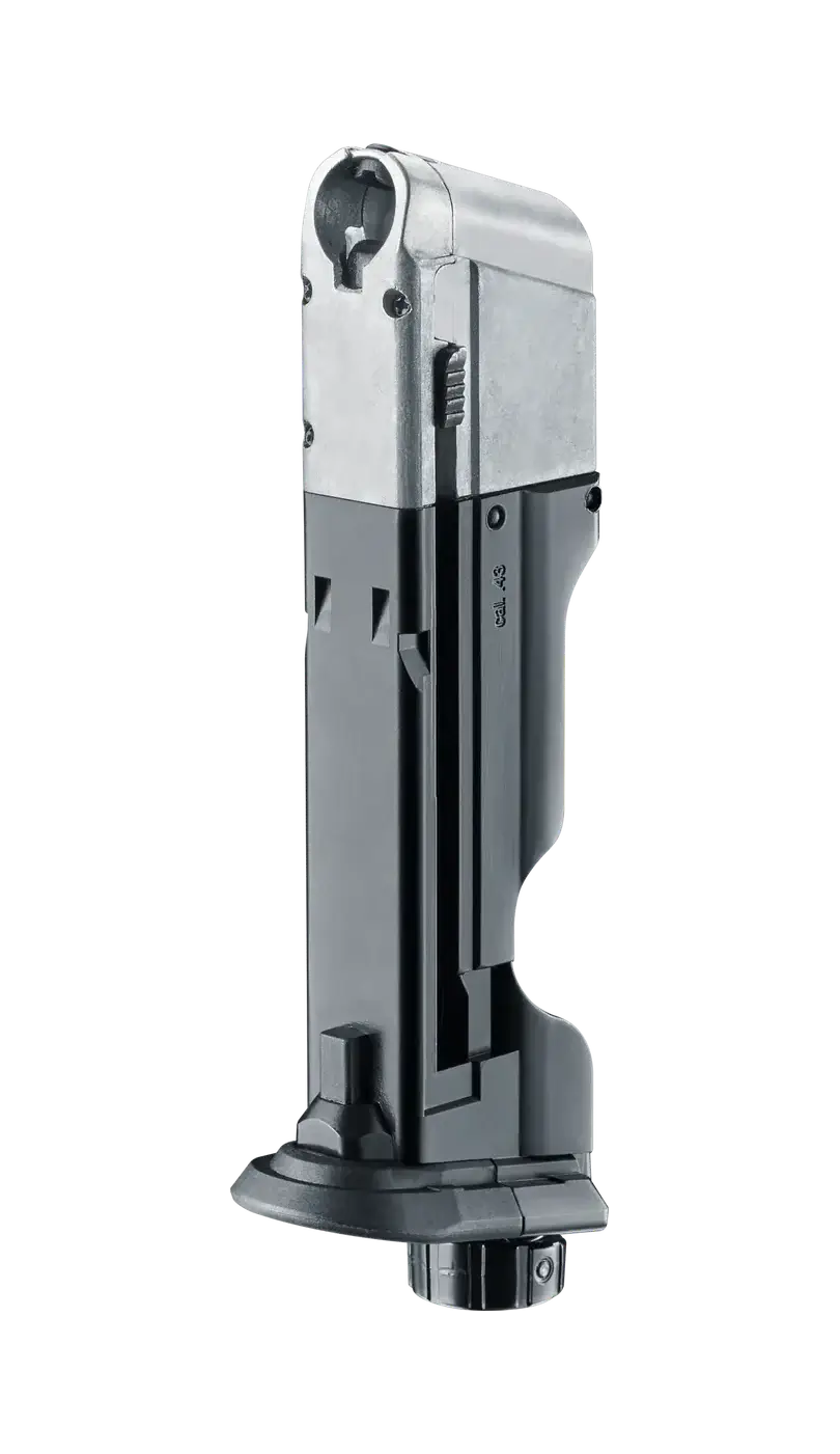 Chargeur d'urgence PPQ M2 T4E Cal 43 Walther pour armes de défense avec système Quick Piercing.