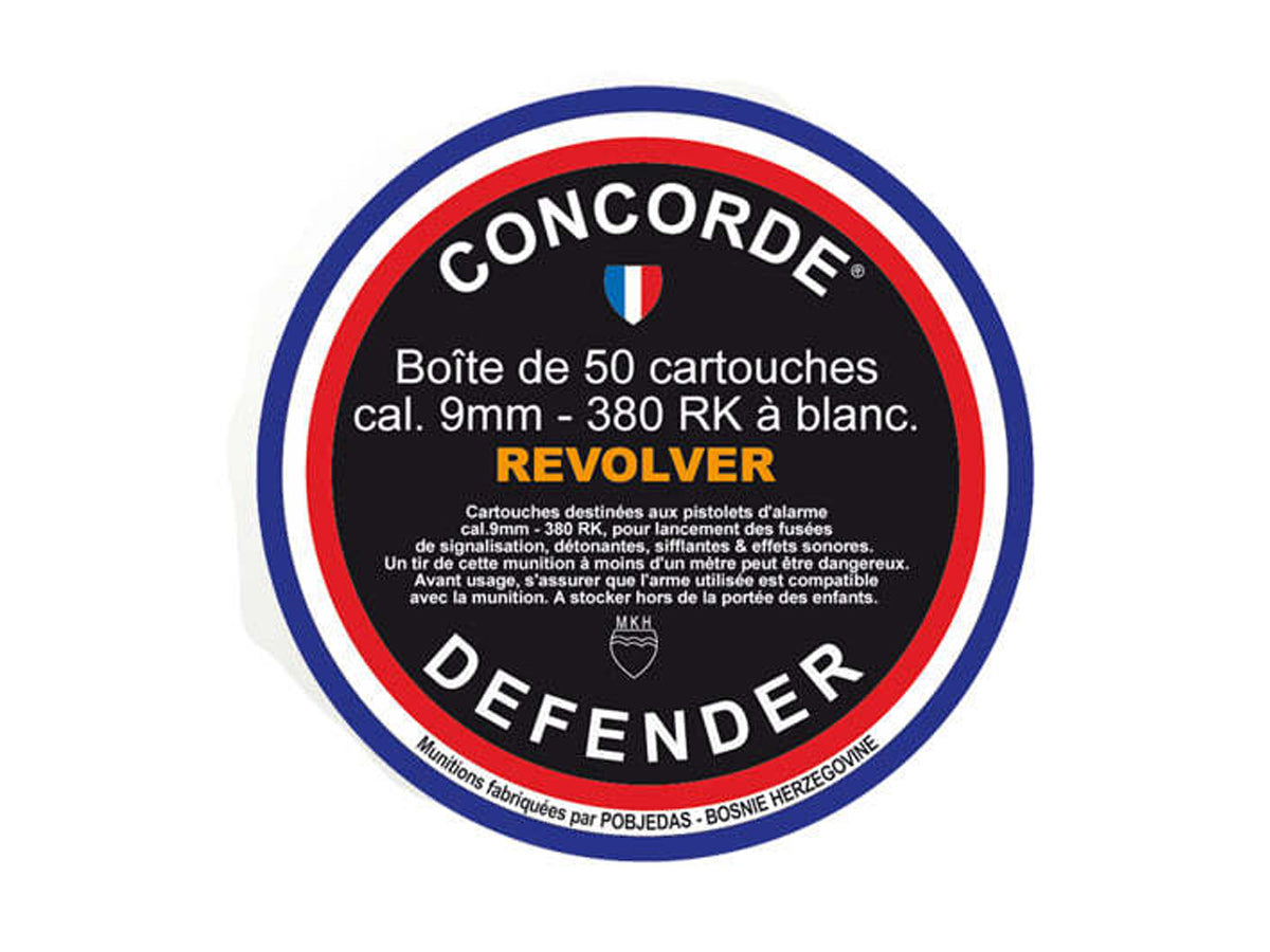 Concorde Defender Cartouche à blanc 9mm R.K. / 380 (x50)