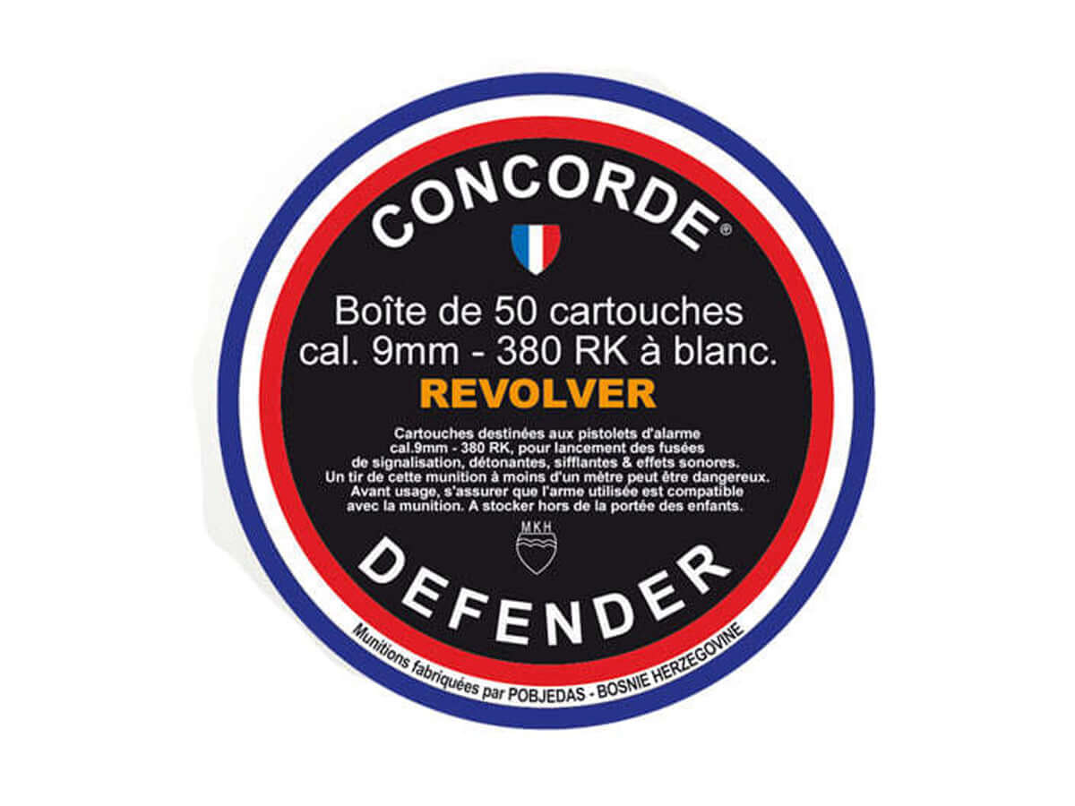 Concorde Defender Cartouche à blanc 9mm R.K. / 380 (x50) emballage de cartouches à blanc pour armes de défense.