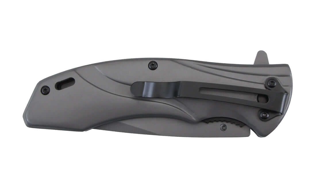 Couteau pliant Stinger Scirocco ST3 Lame 9cm Clip-ceinture vue de profil avec clip-ceinture