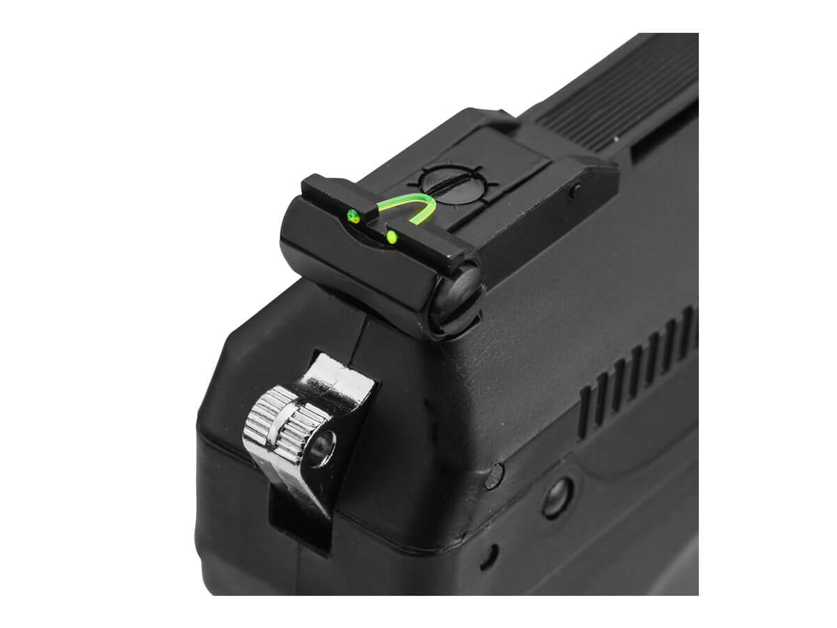 pistolet pneumatique Beeman P17 4.5mm vue de la rear sight avec repère vert