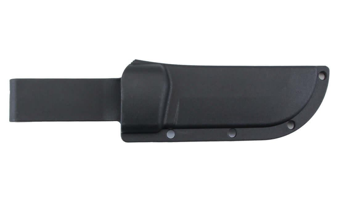 Étui noir compact pour couteau lame fixe, idéal randonnée, bushcraft, bricolage