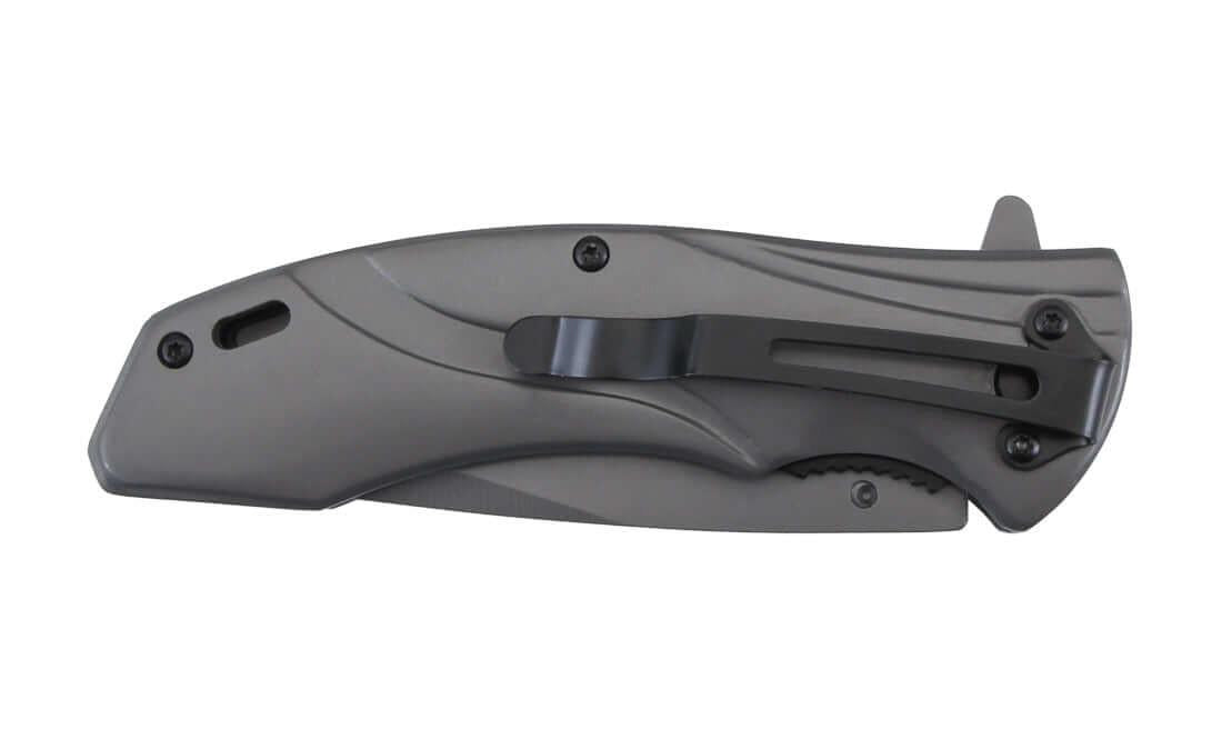 Couteau pliant noir avec clip ceinture, lame de 9cm, outil compact et fiable