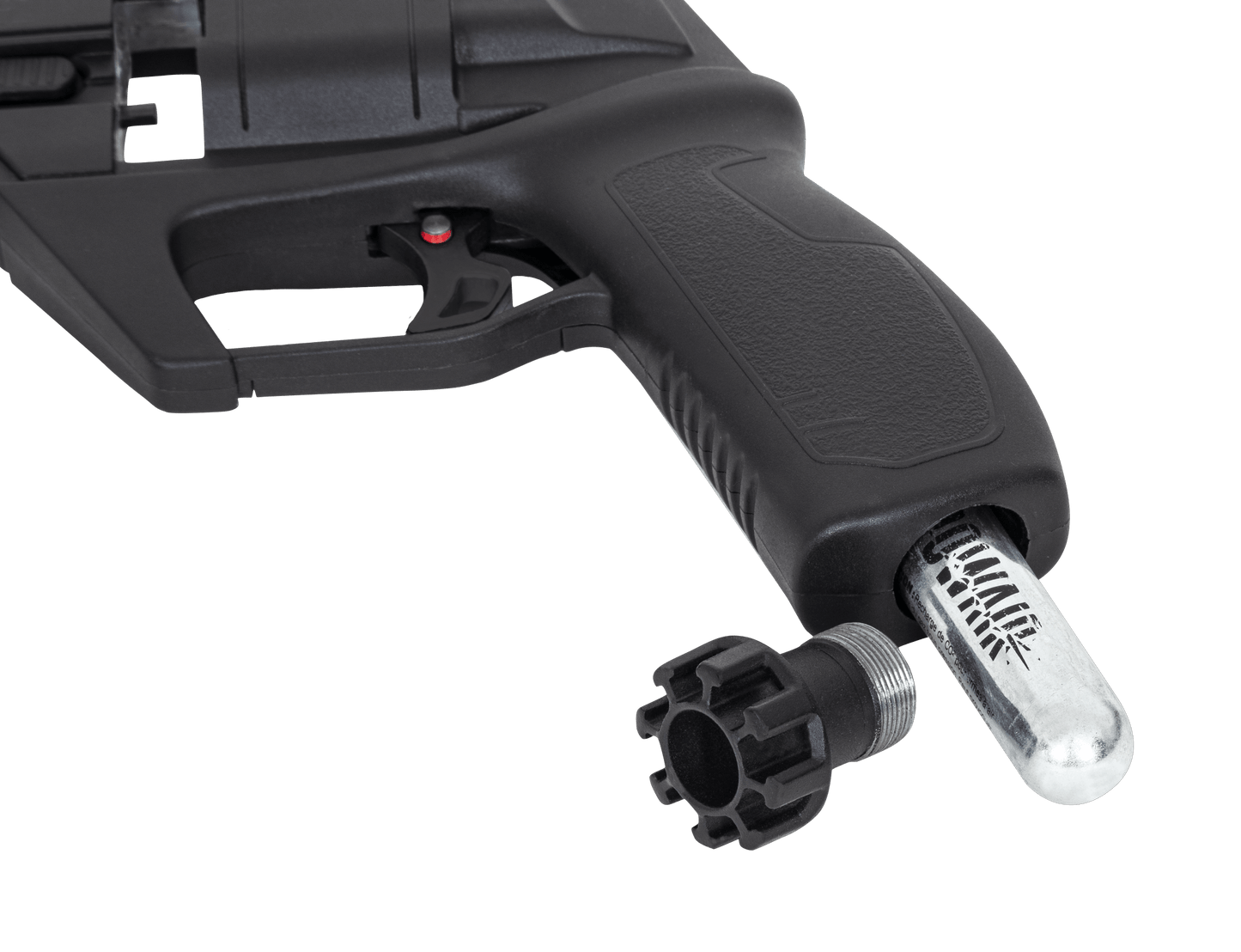 Snowpeak CP300 revolver CO₂ avec poignée et capsule de CO₂, arme de défense non létale.