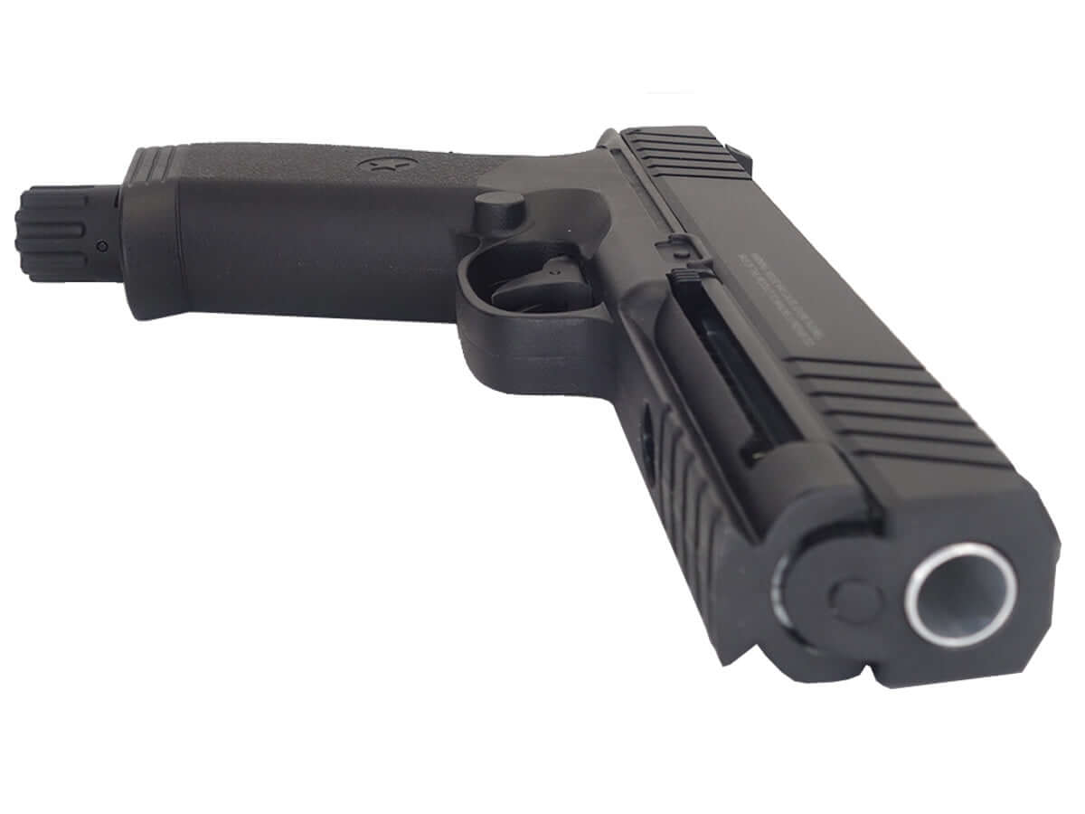 Vesta PDW50 pistolet semi-auto CO2 calibre 50, vue latérale du pistolet en noir, montrant la texture et le design.