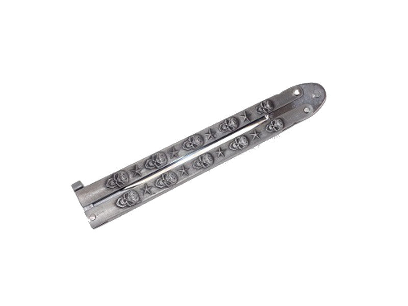 Couteau papillon ajouré gris lame 7 cm