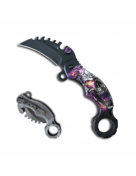 Couteau Ouv.Assistée Karambit tête de mort Supernova Lame 6cm