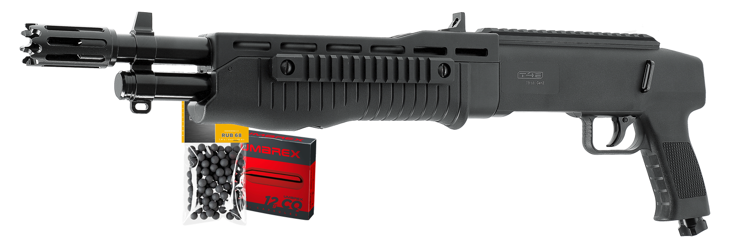 PACK PRET A TIRER T4E HDX68 CAL 68 - 7,5J (100 BILLES ET 5 CARTOUCHES CO2)