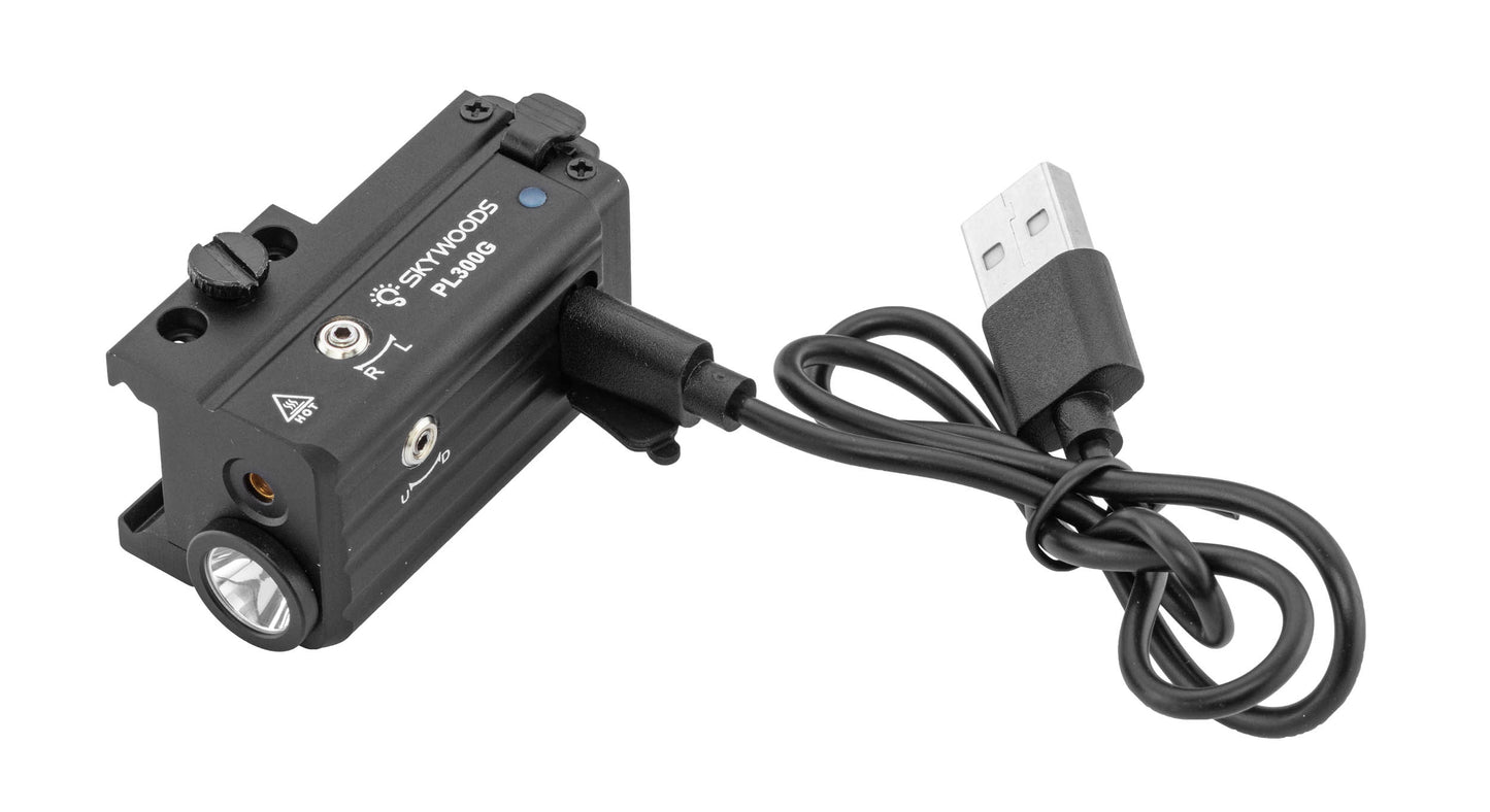 Skywoods Lampe tactique 300 Lm + laser vert IP66 USB