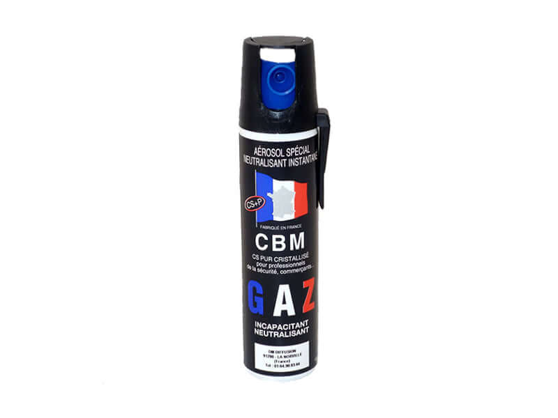 Aérosol de défense GAZ 75ML CS en spray, conçu pour une diffusion large et efficace contre les agresseurs.