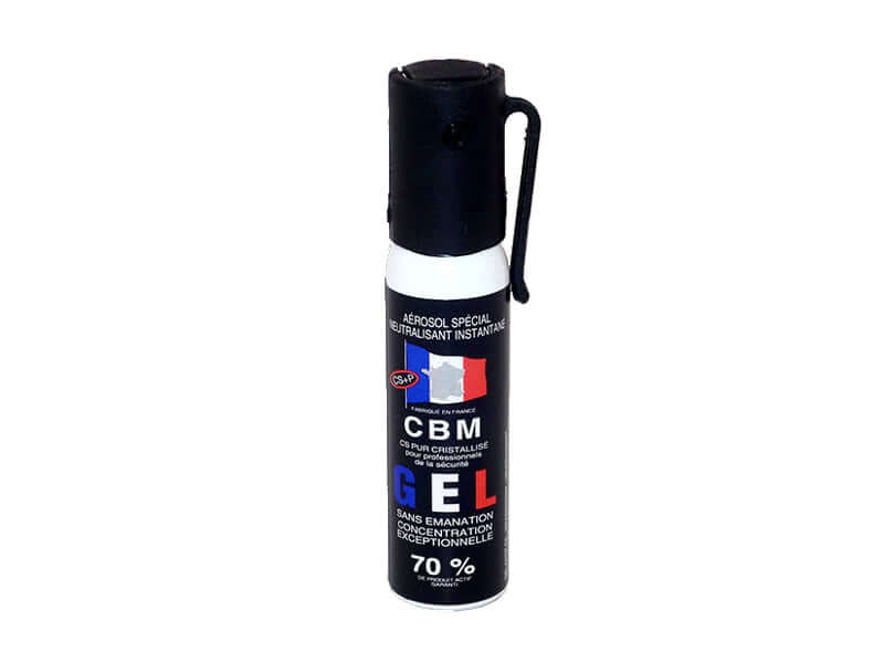 Aérosol de défense GEL 25ML CS en format de poche de 25 ml, gel lacrymogène concentré, protection efficace.