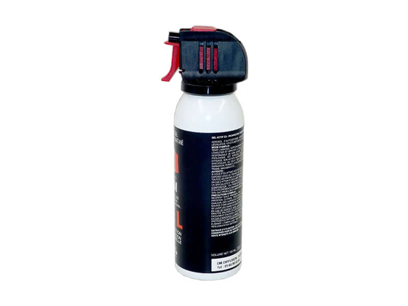 Aérosol de défense GEL 100ML CS Accusol en spray, idéal pour la sécurité et la neutralisation rapide des agresseurs.