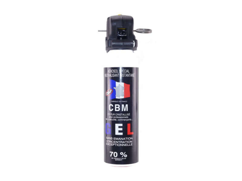 Aérosol de défense GEL 100ML CS Poignée Standard afi n de dissuasion avec une grande capacité de couverture.