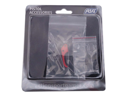 ASG Détente Custom SAO anodizée rouge pour CZ SP-01 Shadow dans son emballage.