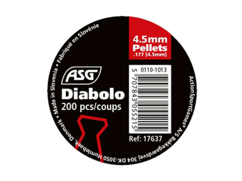 ASG Plombs diabolo 4.5mm (x 200) packaging with 200 pellets, designed for precision shooting and compatible with airguns.