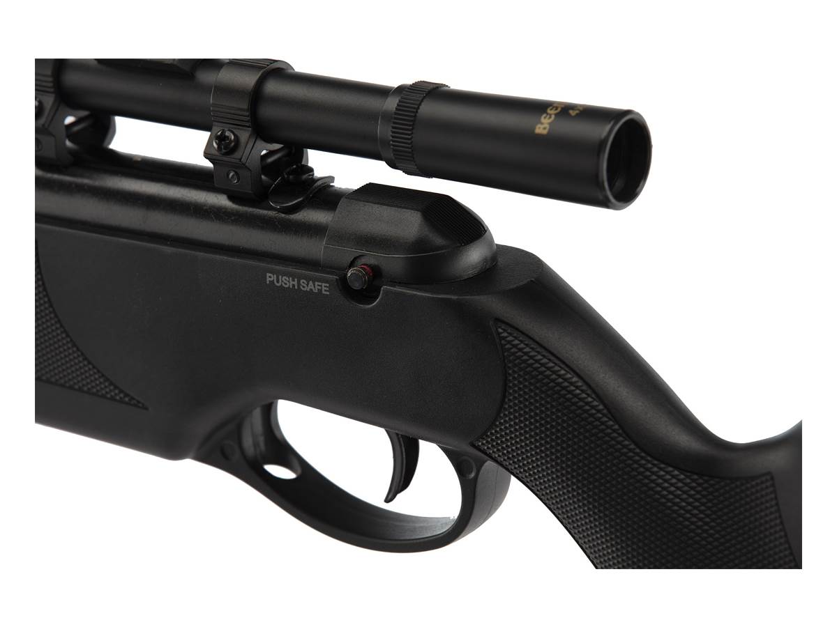 Beeman Carabine BAY CAT 4.5mm Break barrel Synthétique 16J detail view of the trigger and scope mount