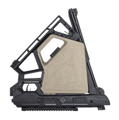 Black Bunker Carabine Pliante BM8 4.5mm Break barrel 19.9J viewed from the side, showcasing its compact design.