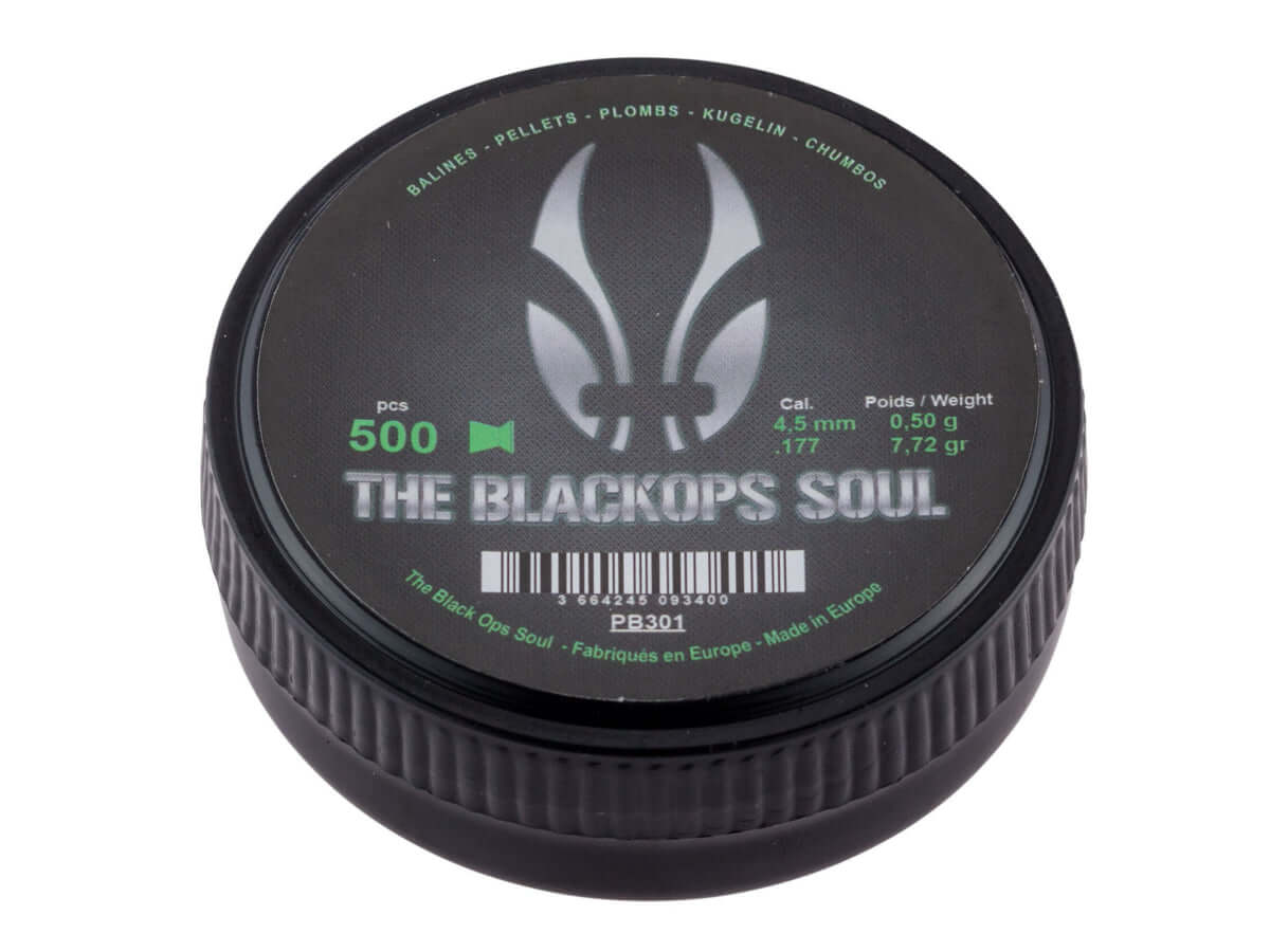 BLACKOPS Plombs plats 4.5mm(.177) (x500) - Boîte de 500 plombs pour tir sur cible.