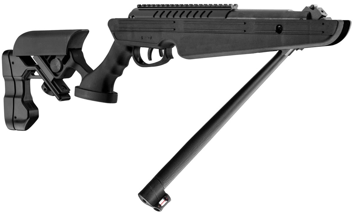 BLACKOPS Quantico Carabine V2 4.5mm(.177) Noir 19.9J + Lunette 4x32 vue latérale de la carabine