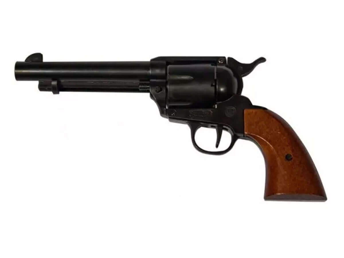 Bruni Single Action 380 9mm R.K Noir C12 revolver à blanc en finition noire avec poignée en bois