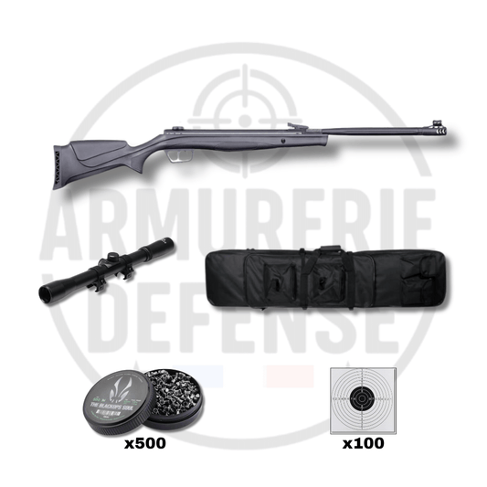 pack carabine Umarex R‑Force Black accessoires avec carabine, lunette, munitions et mallette.