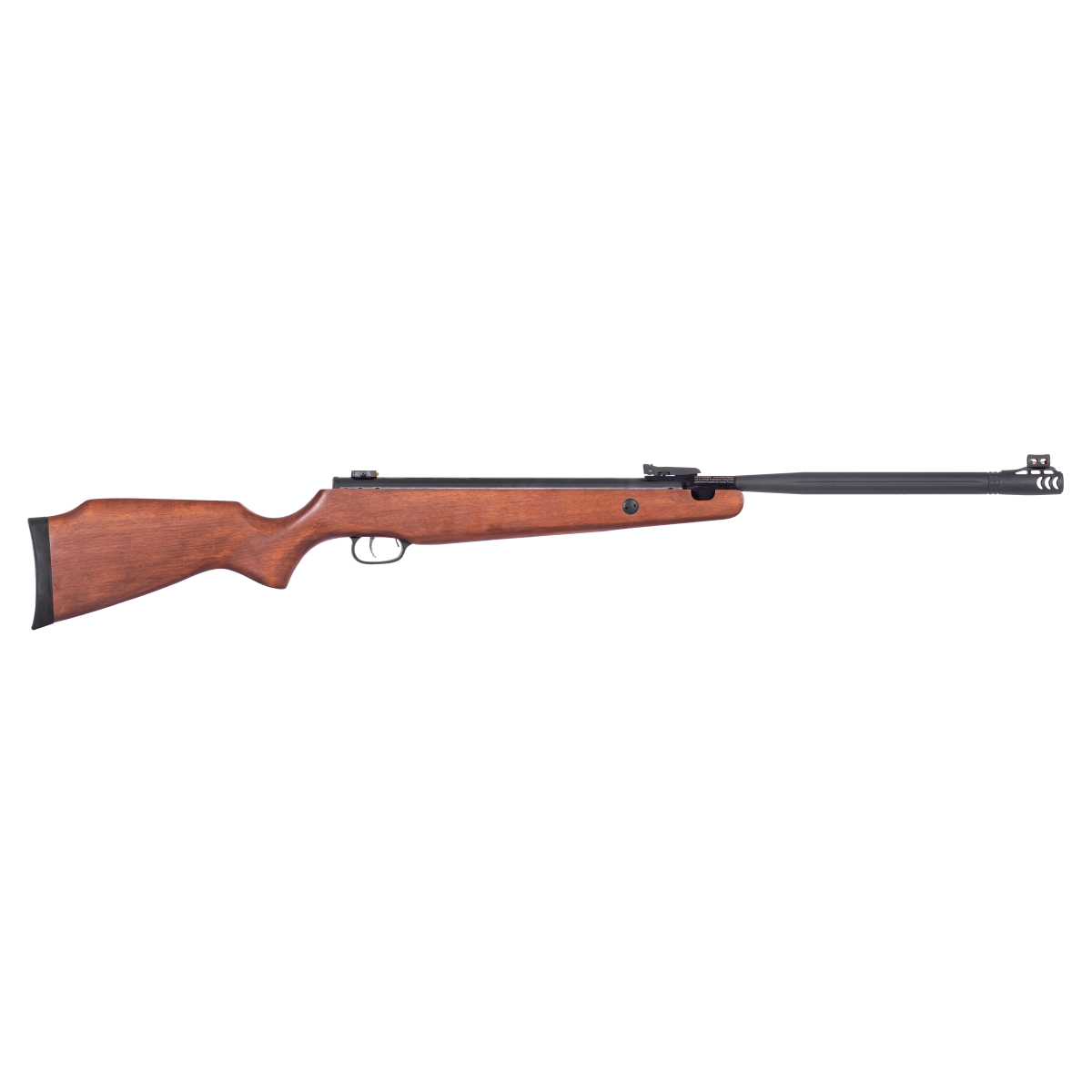 carabine Umarex R-FORCE bois 4.5mm vue latérale avec crosse en bois élégante et canon noir.
