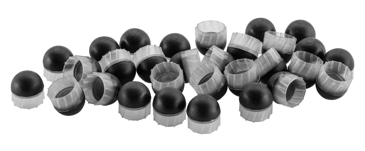 Concorde Defender Bouteille de balles de précision Cal 0.50 (x30) - balles noires et blanches en plastique.