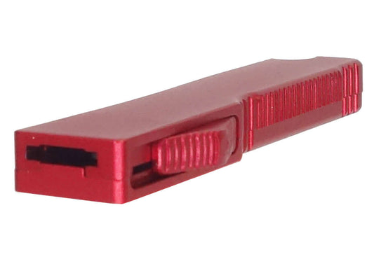 Couteau automatique Mini 8cm Rouge Lame 5cm, compact et léger, mécanisme d'ouverture rapide.