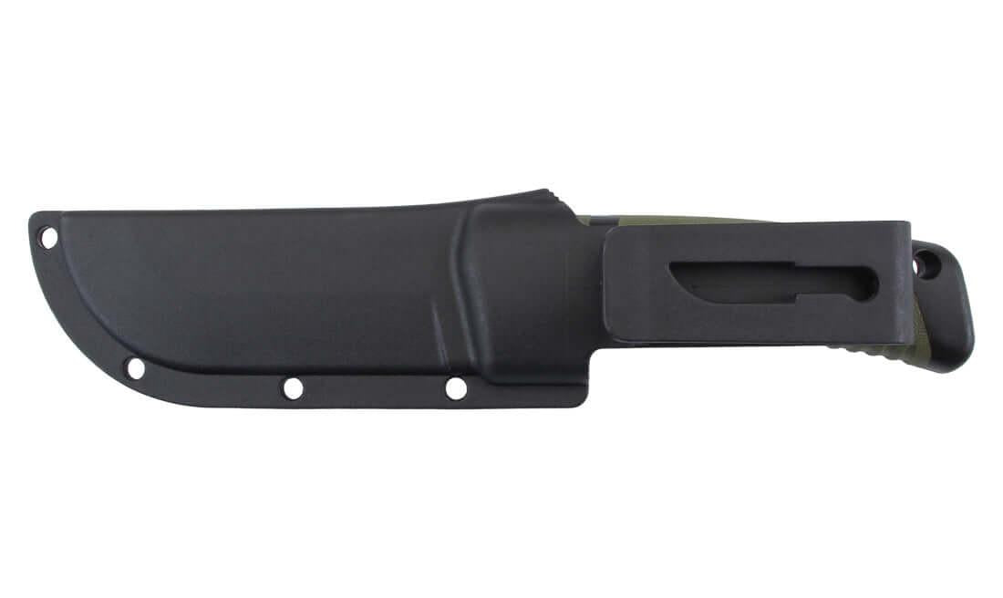 Couteau lame fixe 8 cm dans étui noir, accessoire randonnée bushcraft