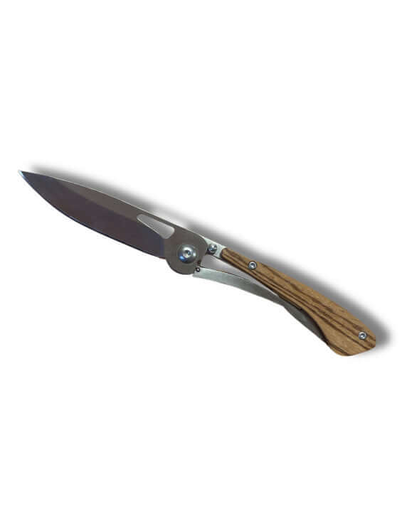 Couteau pliant Extra Plat Lame 7cm manche Bois avec lame en acier et manche en bois naturel.