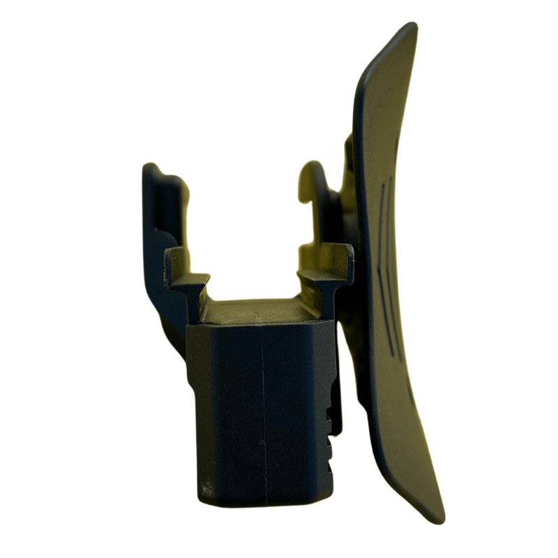 holster AMOMAX pour pistolets VESTA vue de côté du support en plastique pour un maintien sécurisé.