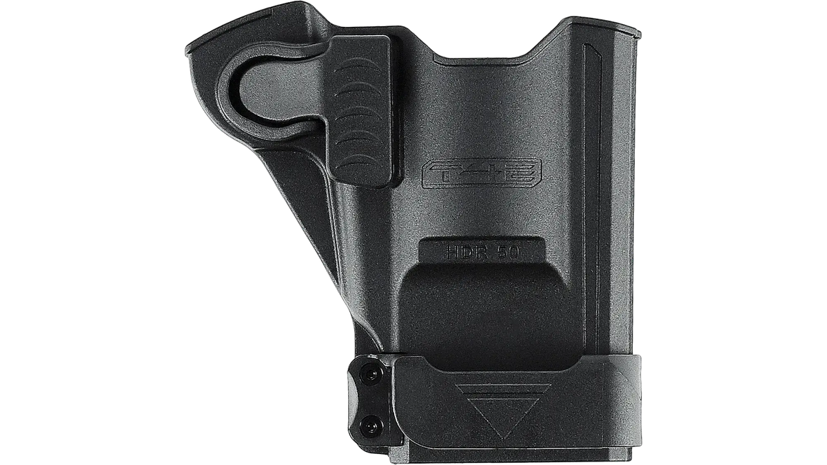 HOLSTER RETENTION BOUTON T4E TR50, holster rigide avec système de verrouillage par bouton latéral.