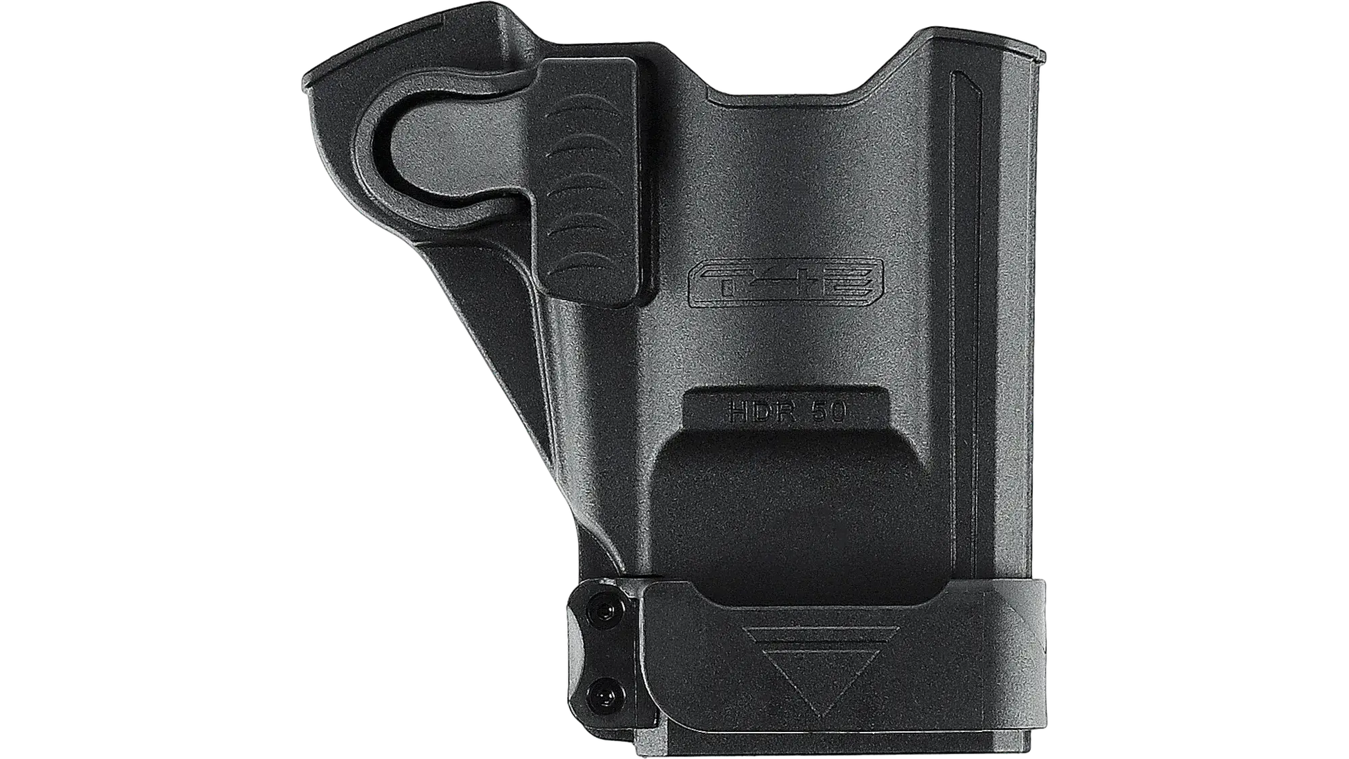 Holster Retention Bouton T4E TR50, design rigide pour un maintien optimal des armes de défense.
