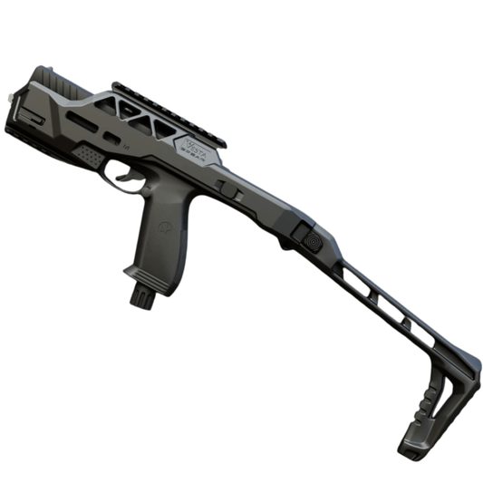 kit de conversion carabine VESTA SPEAR, modèle black avec crosse ergonomique et rail supérieur.