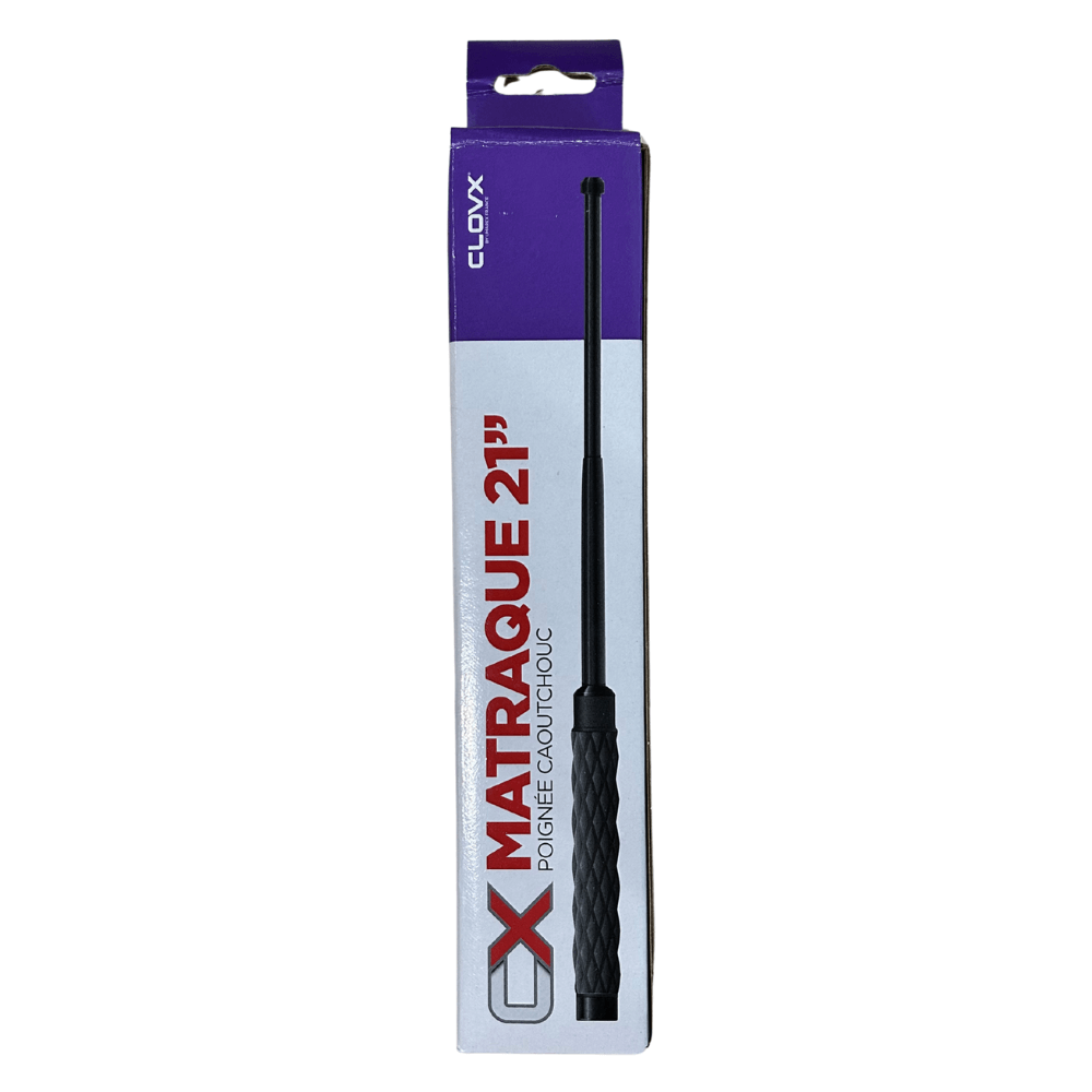 matraque télescopique UMAREX 21" en boîte, outil de défense compact et fiable, arme tactique.