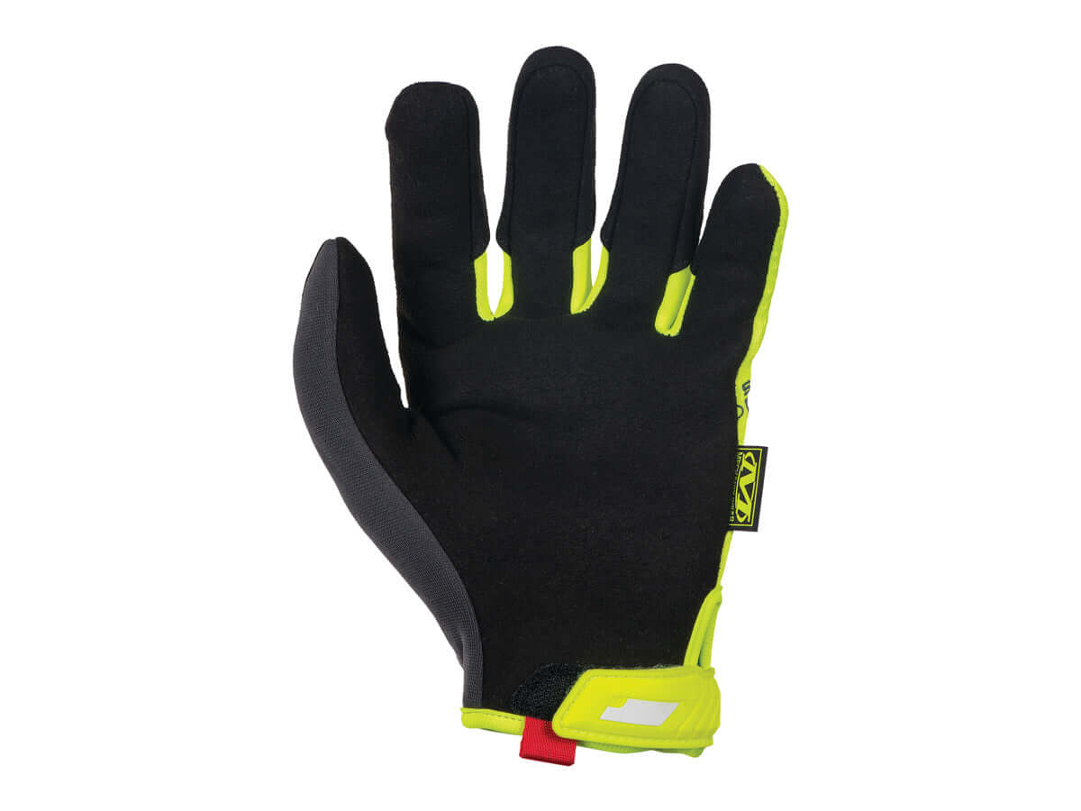 Mechanix Gants Hi-Viz Original E5 Anti-Coupure showing the palm side of the glove, designed for safety and visibility.