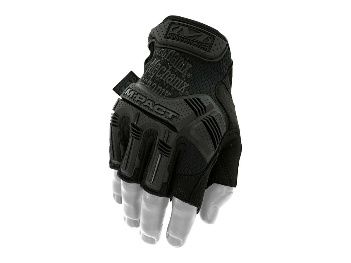 Gants Mechanix M-Pact protection tactique montrant la paume et les détails de protection.