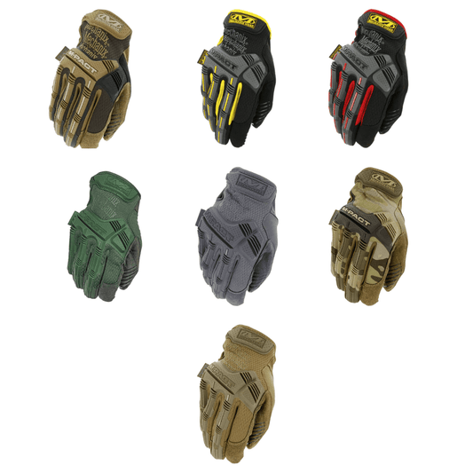 Mechanix Gants M-PACT disponibles en différentes couleurs pour une protection et confort renforcé.