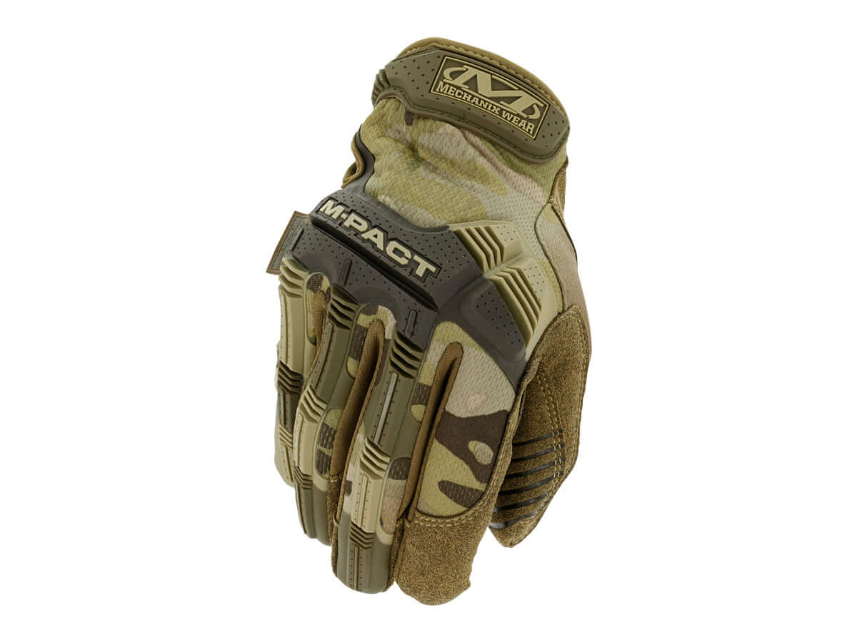 Gants Mechanix Gants M-PACT en camouflage, conçus pour protection et confort dans des environnements exigeants.