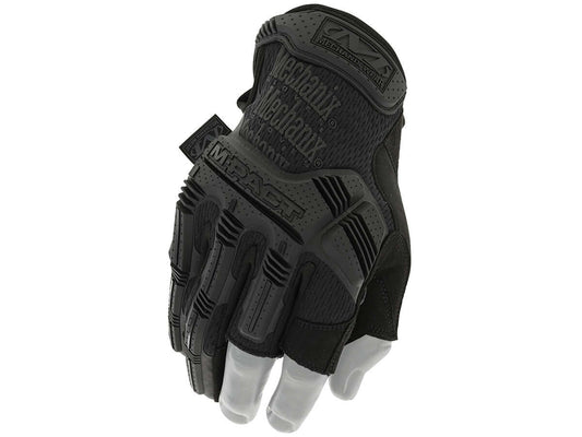Mains portant les Mechanix Gants Trigger Finger Noir, gants de protection pour le froid et dextérité accrue.