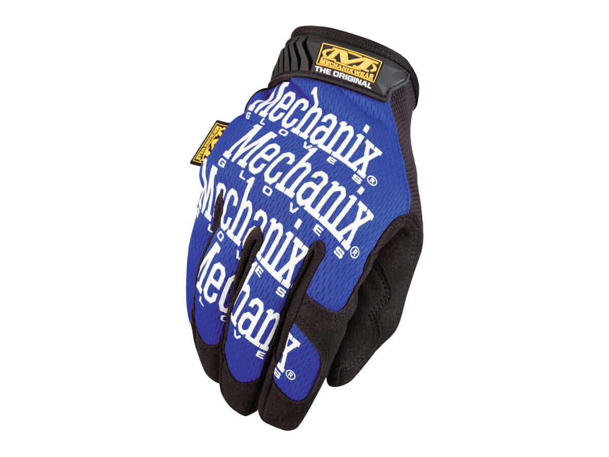 Mechanix Gants Original en bleu avec logo, gants polyvalents pour confort et maniabilité dans diverses applications.