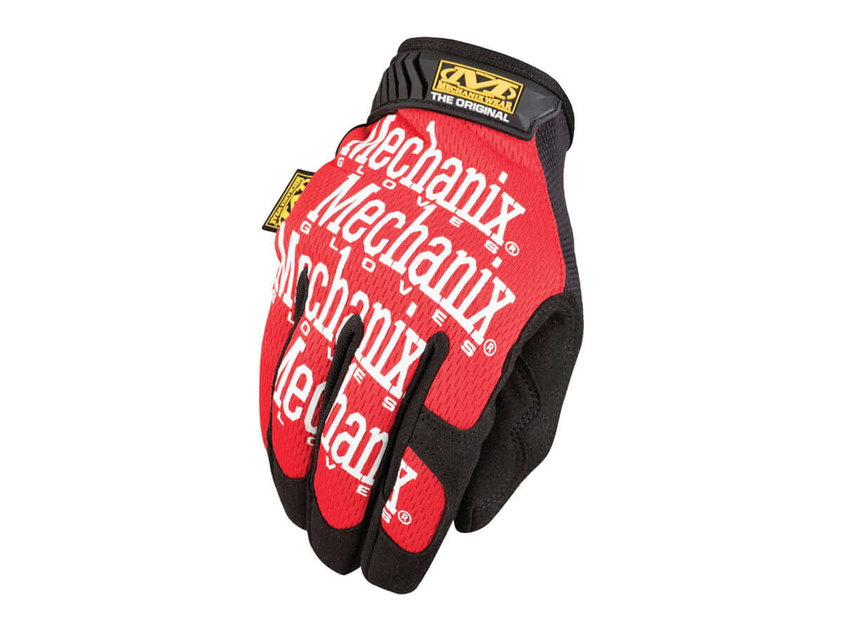 Gants Mechanix Gants Original rouges avec logo en relief pour confort et maniabilité, idéaux pour usages tactiques.