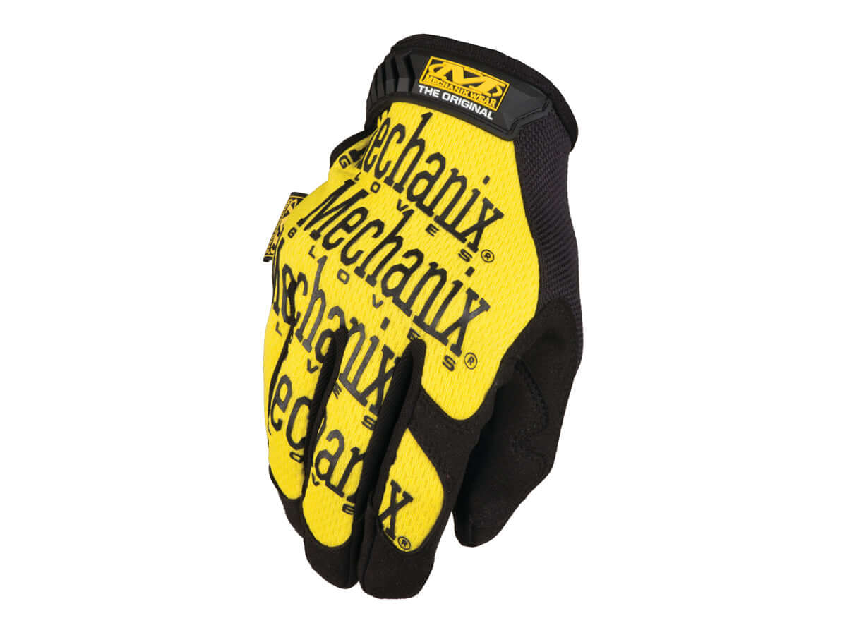 Mechanix Gants Original – Gant de travail jaune et noir avec logo Mechanix pour confort et polyvalence.