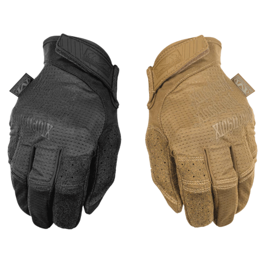 Gants Mechanix original vent en noir et tan, conçus pour la respirabilité et la protection dans des environnements chauds.