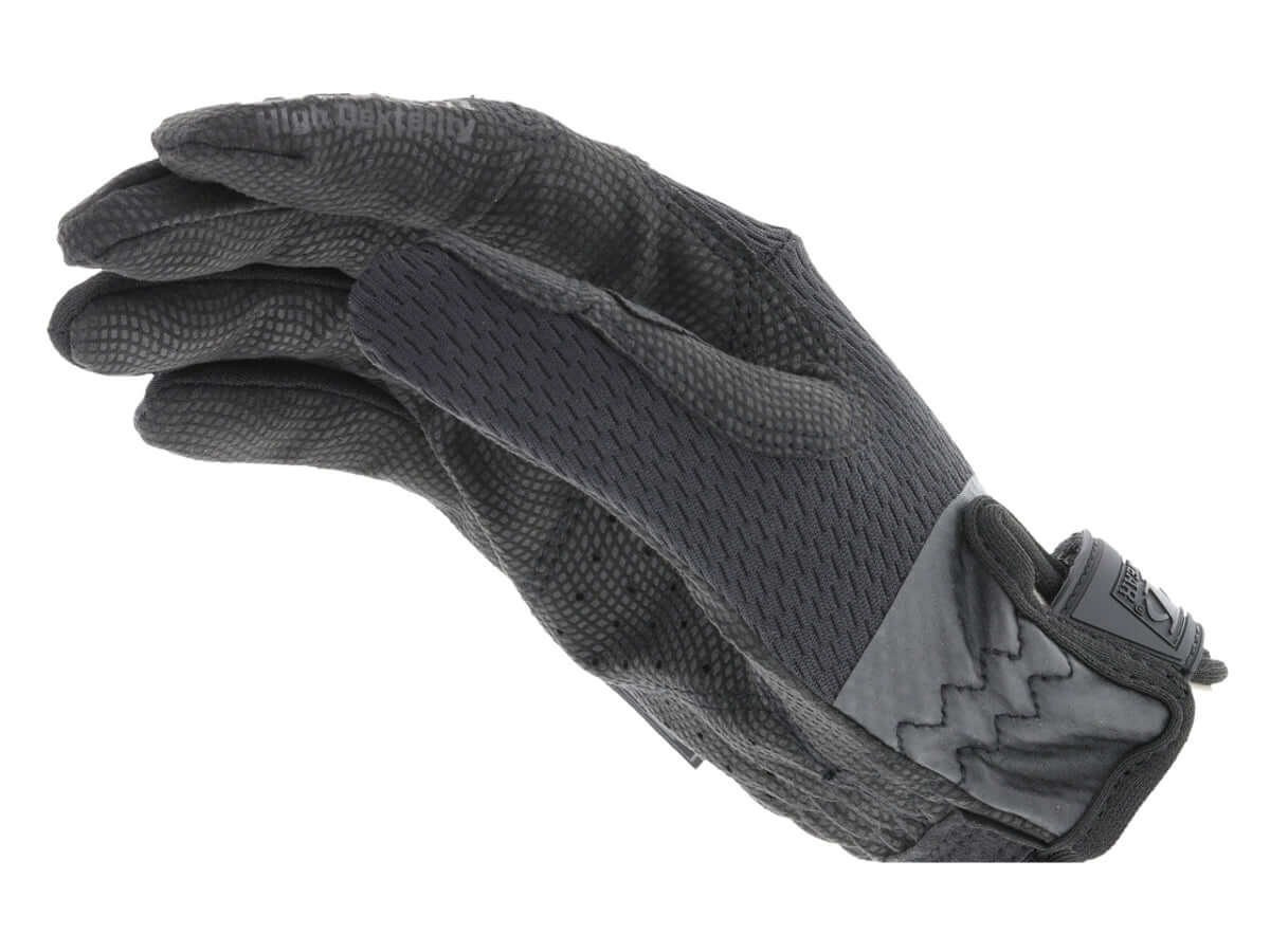 gants Mechanix femme Covert 0.5 noir vue de côté, offrant confort et dextérité pour les utilisatrices.