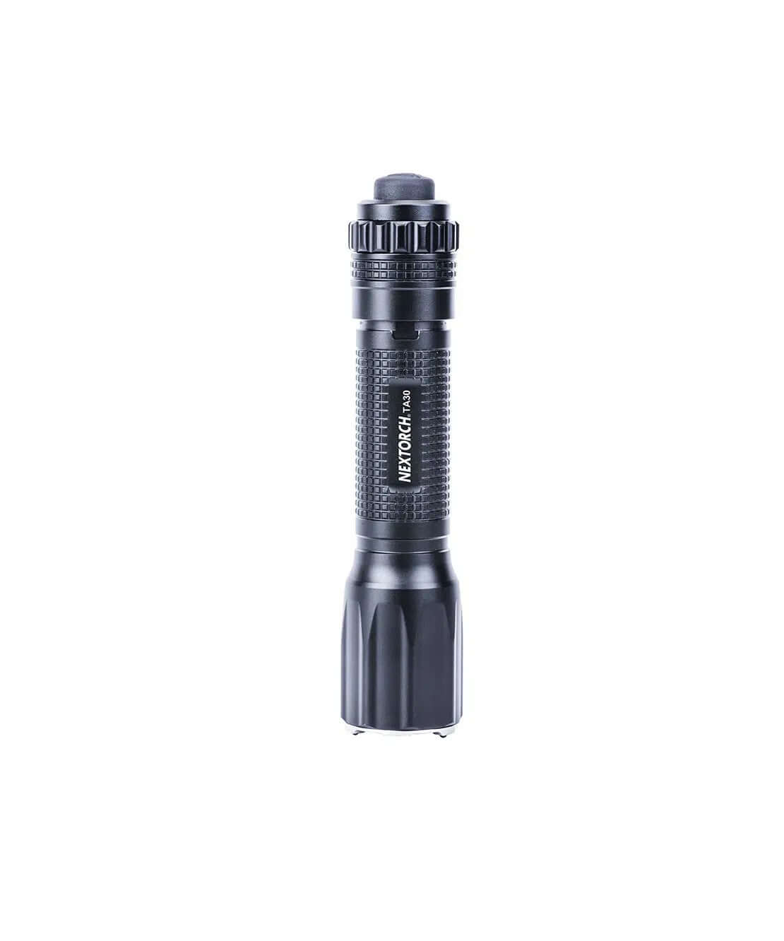 Nextorch TA30 Lampe de poche compacte LED 1300lm avec bouton vue de profil sur fond blanc.