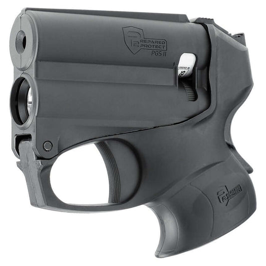 kit pistolet défense lampe poivre - pistolet de défense PGS II avec lampe LED et bombe de poivre intégrée.