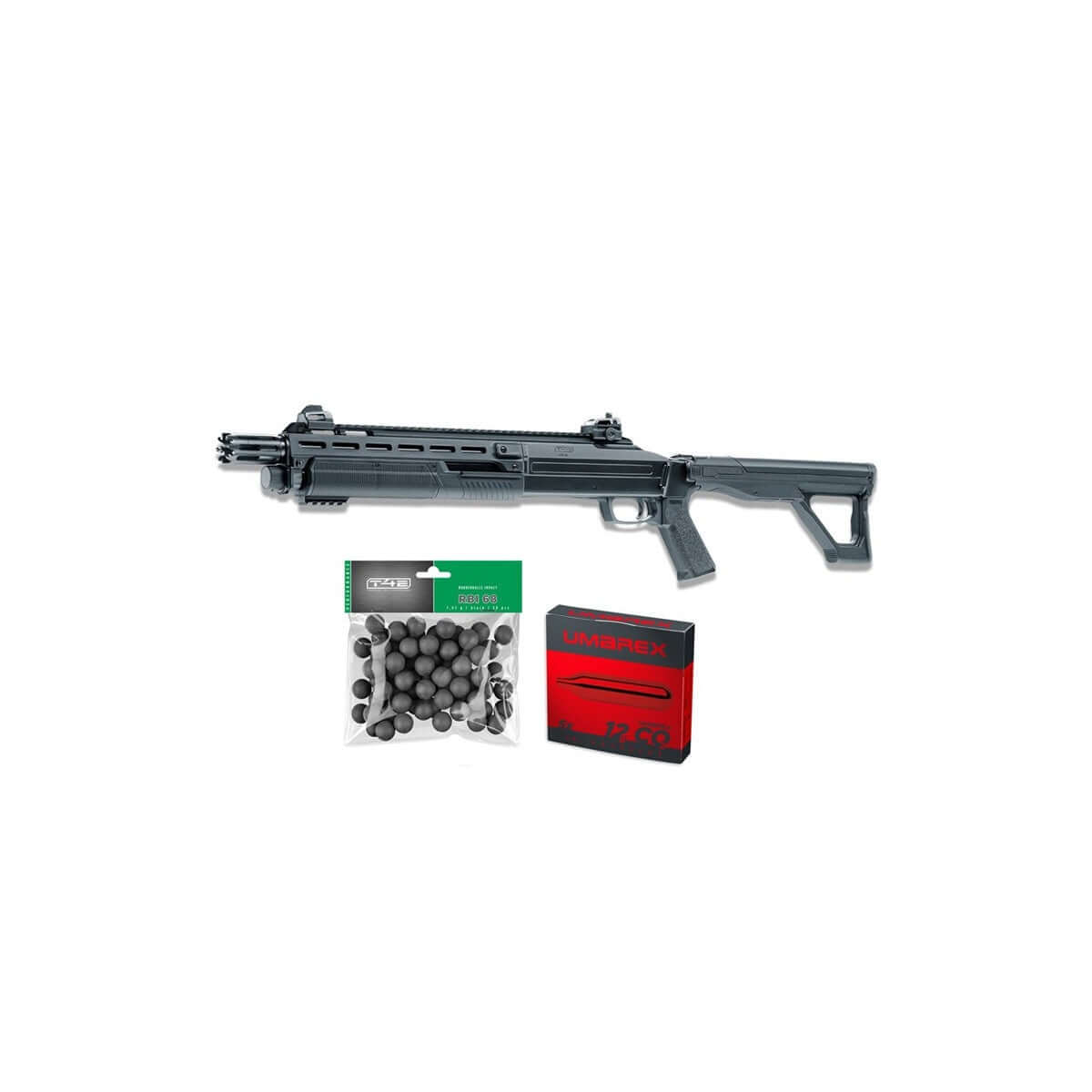 PACK PRET A TIRER T4E TX68 HDX68 CAL 68 -16J comprenant fusil à pompe TX68 et munitions.