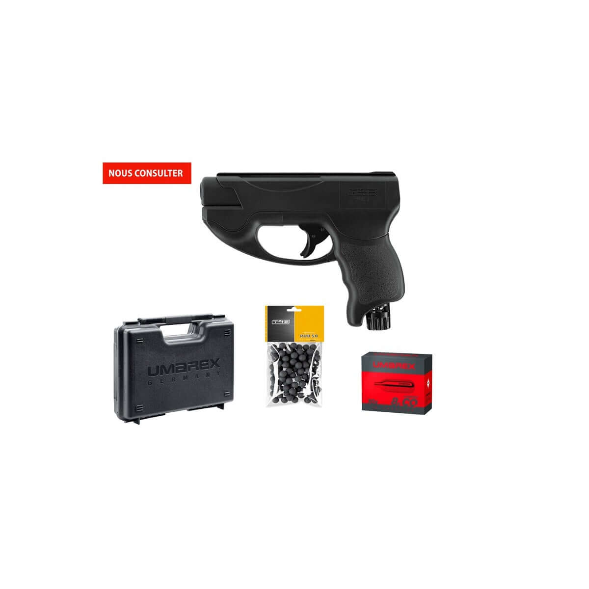 PACK PRET A TIRER TP50C T4E CAL 50 - 11J comprenant pistolet, munitions et mallette de transport.